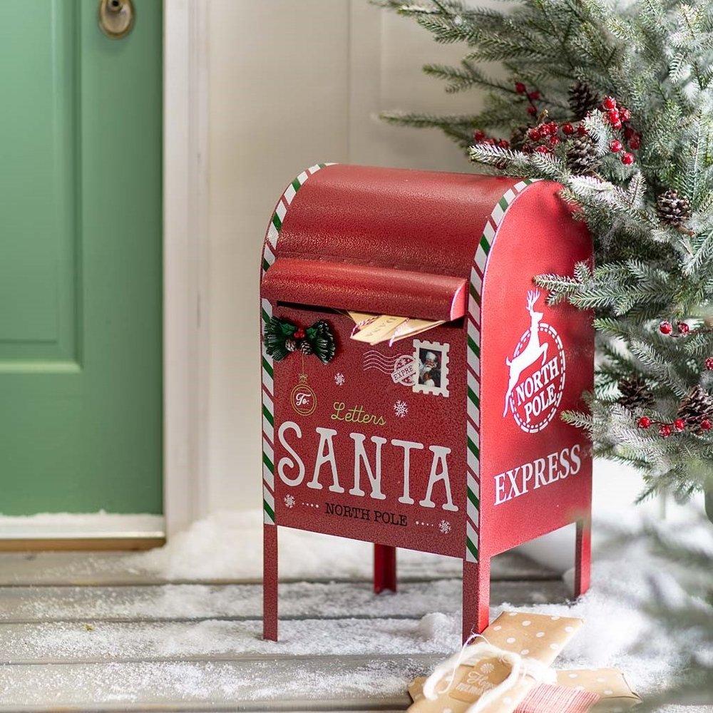 Metal Letters to Santa Mailbox, 20 1/2" x 11 1/4" x 10 3/4"